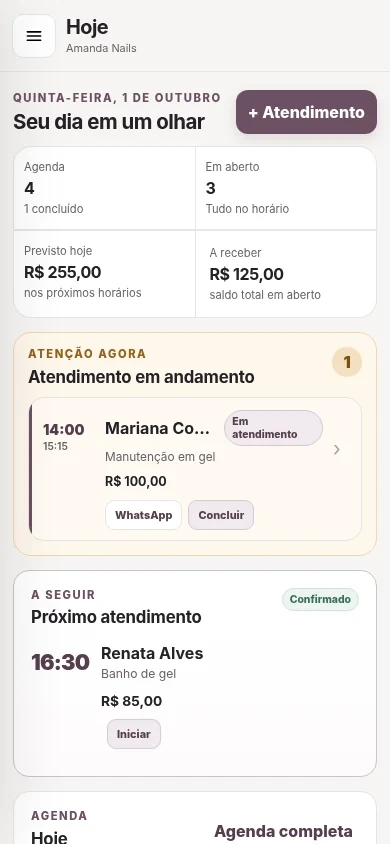 Tela Hoje do Gestão Beauty